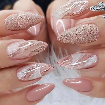 24pcs Press-on Fake Nails Removable Wearable Nails Fake Nails For Girls Women 10ml