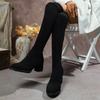 Fashion Women Boots Winter Black Over The Knee Boots 2025 New Comfort High Heels Shoes Fashion Warm Lace-Up Long Tube Square Heel Boots