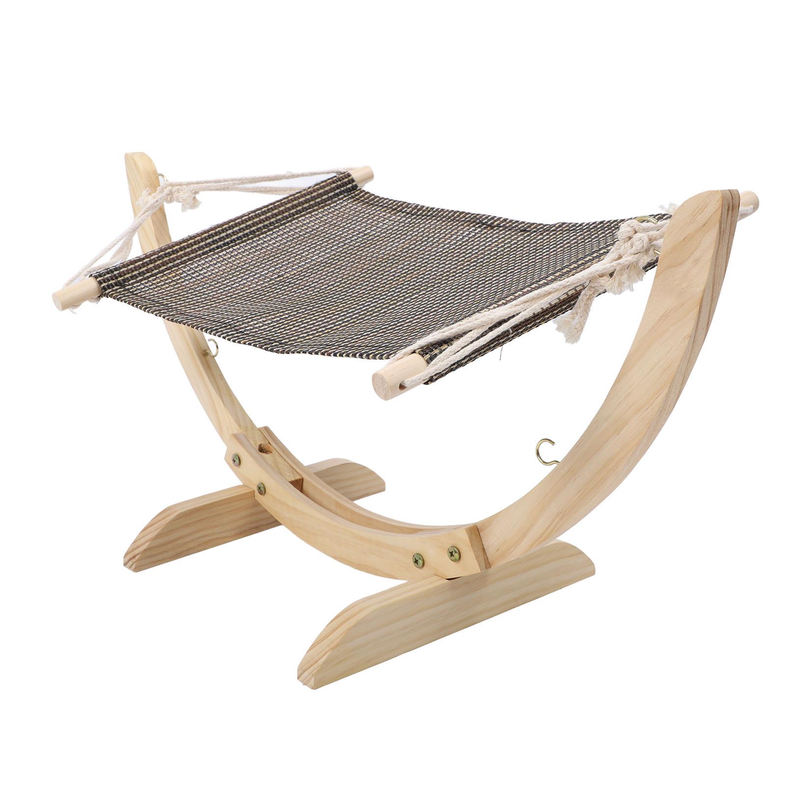 

Wooden Cat Hammock Easy Assembly Elevated Pet Hammock Bed Furniture for Kitten Puppy Small Pet Mesh Fabric