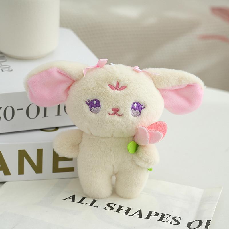 Adorable Flower Bunny Plush Toy Keychain Cute Soft Short Plush Material