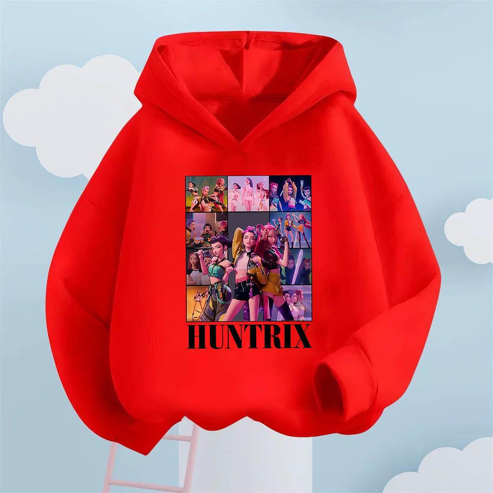 2025 Höst/Vinter Barnsportkläder, Flickors Lediga Topp, Sportkläder Tryckt Kpop Devil Hunter Hoodie