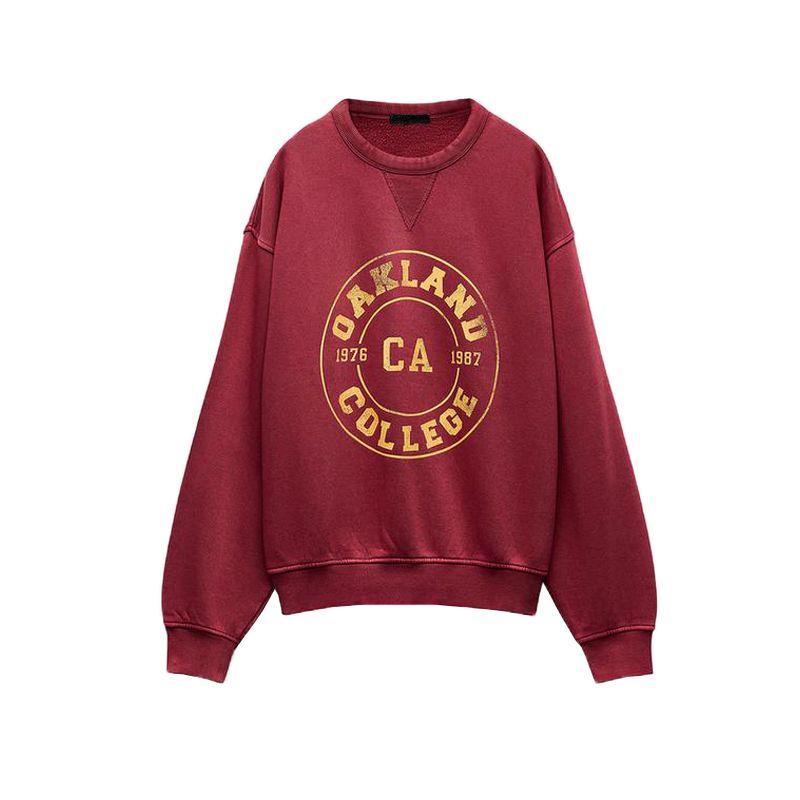 Fall and Winter Washing Effect Preppy Style Alphabet Plus Velvet Sweatshirt 3253837 Drawstring Jogger Pants 3253838