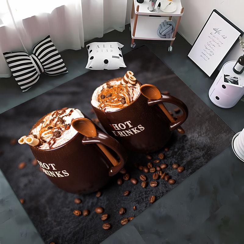 Funny Coffee Beans 3D Printing Carpet for Living Room Bedroom Alfombra Anti-slip Soft Area Rug Sofa Doormat Home Decor Tapete HD
