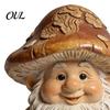 Decorative Lawn Dwarf for Yard Mushroom Cap Gnome Statue, Resin Garden Figurine, Retro Durable Accent Cute Sculpture Patio Indoor Table Decoration