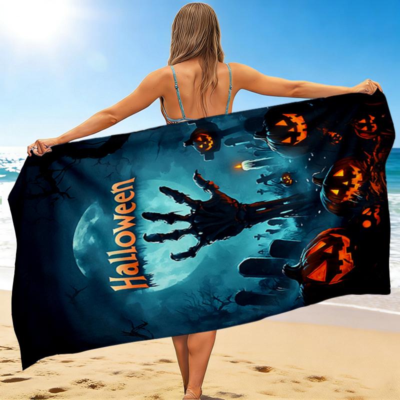 1Pc Spooky Halloween Night Beach Towel Quick Dry Multiuse For Beach Pool Gym Yoga Home Travel Christmas Halloween Xmas Gift G125
