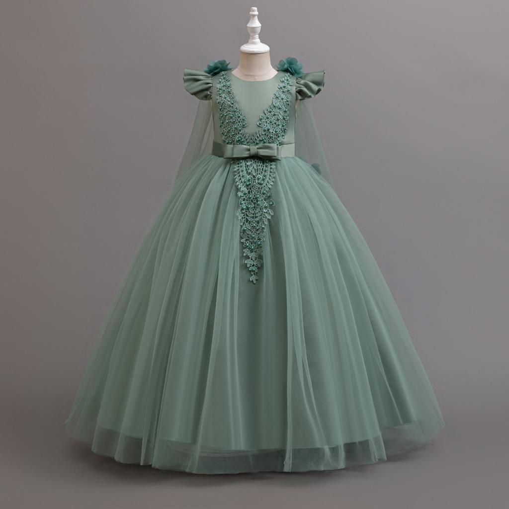 Girls' Dresses, Big Children's Flowers, Pearl Wedding Dresses, Flower Girls Show Princess Dresses, Floor-to-ceiling Long Models