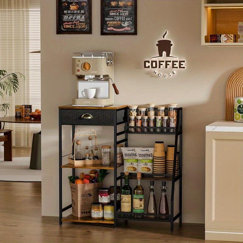 Modern Simple Multifunctional Coffee Machine Shelf Coffee Cup Holder Kitchen Storage Shelf with Drawer