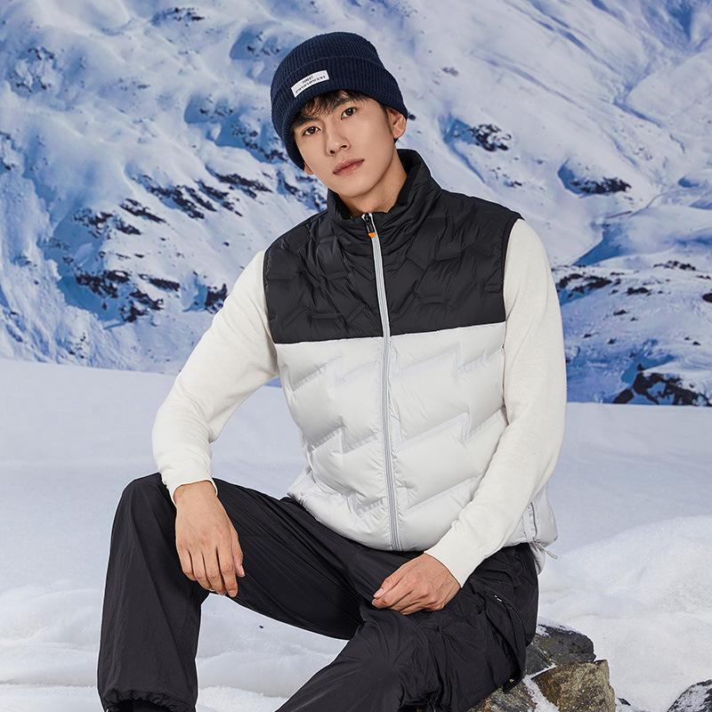 Unisex Color-Block Down Vest: Lightweight, Warm, Windproof Winter Jacket with Stand Collar