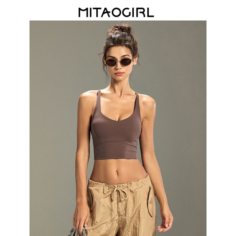 Mitaogirl Kendall Sports Intimates Women's Bubble Wrap Vest with Chest Pad Yoga Clothing Top Beauty Back Fitness Bra