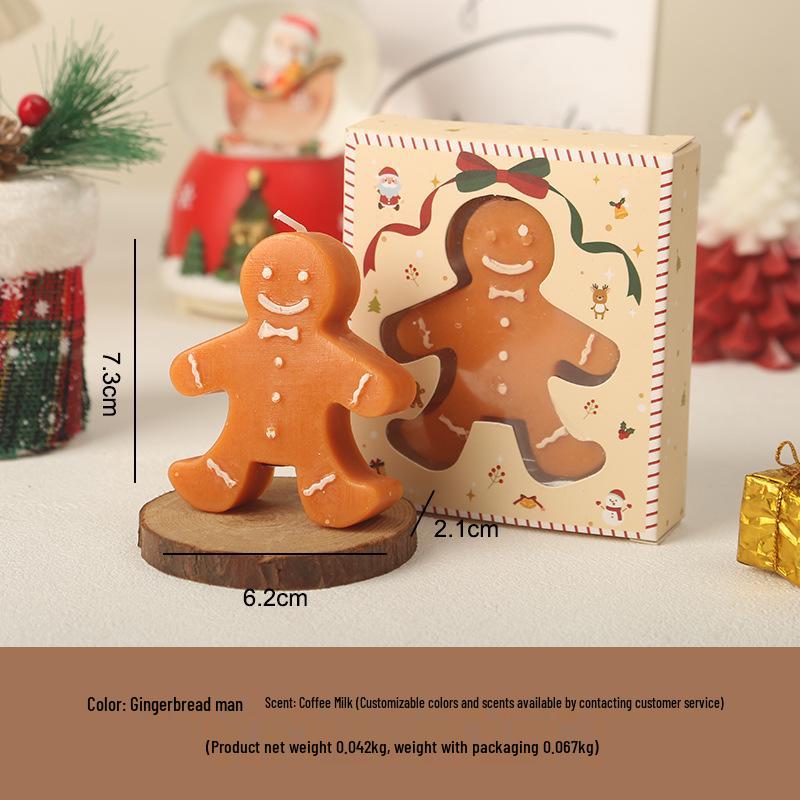 Christmas Gingerbread Man Scented Candle - Holiday Atmosphere Ornament & Cartoon Decor Prop.