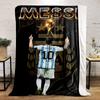 Stripes, Gold Text, Trophy, Player Celebrating In Argentina Jersey. for All Seasons Blanket Lunch Break Throw Gift