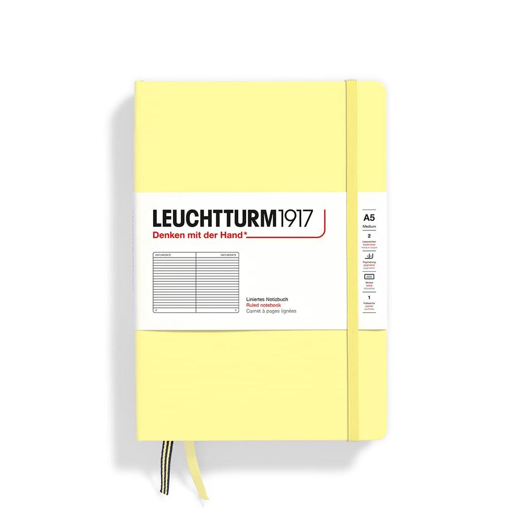 Leuchtturm Horizontal Officially Imported Notebook, A5, Ruled, Vanilla, 365486,