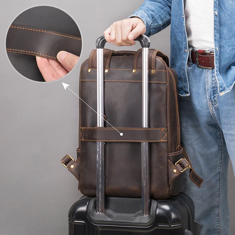 Luxury Designer Men's Laptop Backpack 15.6 Inch Computer Bagpack Leather Backpacks Men Leather School Backpack Handbag Dual Use