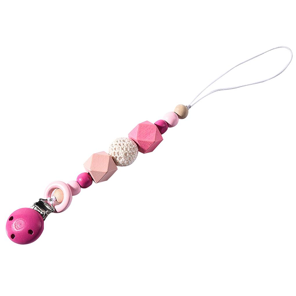 Baby Clips Holder Wooden Teething Beads for Girls Boys