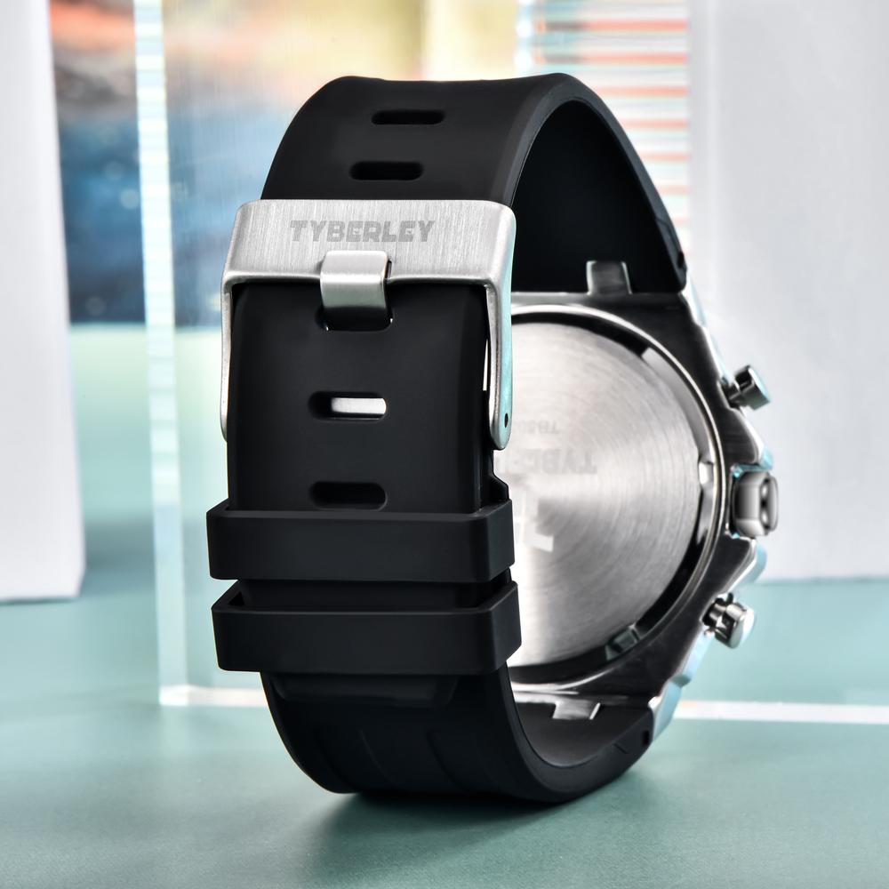 New TYBERLEY Luxury Men's Quartz Watch Sports Chronograph Luminous Waterproof Fashion Watch Men Silicone Grid Literal +BOX