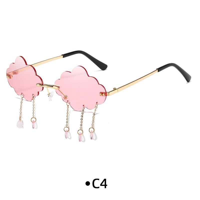 Sunglasses Funny Cloud Shaped Men and Women Disco Glasses Clouds Tassel Shades Rimless Sunglasses UV400 Eyewear