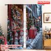 2pcs 2D Flat Printing Merry Christmas Window Drapes Santa's Toy Shop Christmas Scene Polyester Fabric Without Electricity