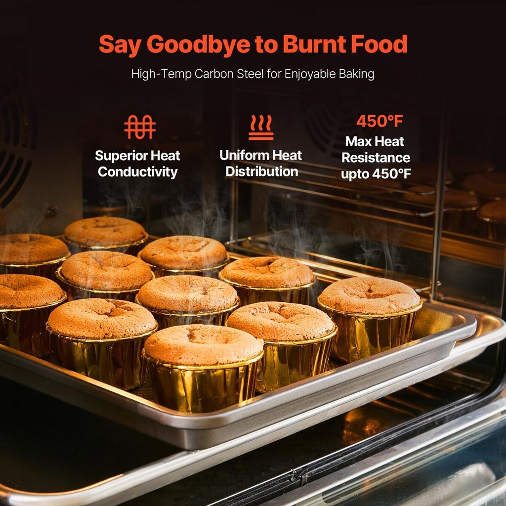 Baking Pan Set 3-Piece Nonstick Carbon Steel Set with Silicone Handles
