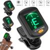 High-Precision Clip-on Tuner for Guitar, Ukulele, Bass, and Violin with Rotating LCD Display and Portable Chromatic Tuner