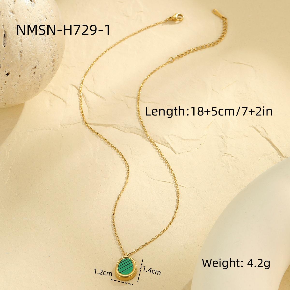 GEMCHIC Women s Geometric Green & White Pendant Necklace Gold Plated Stainless Steel Irregular Oval Collarbone Chain Fashion Jewelry