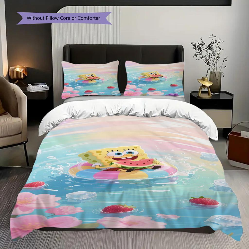 Spongebob Squarepants Day Life Bedding 1 Duvet Cover 2 Pillowcase Without Core Bedding Set Christmas Birthday Gift Duvet Cover And Pillowcase