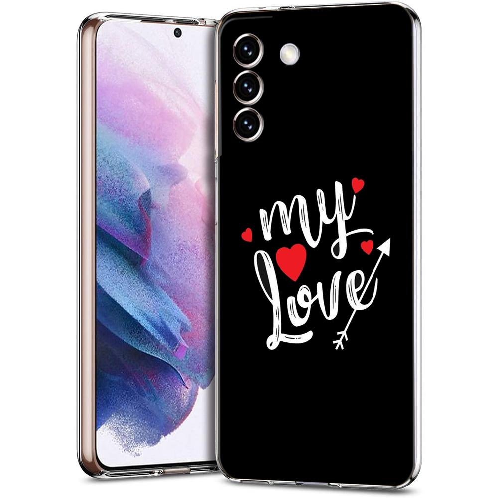 Phone Case For Samsung Galaxy S24 Ultra S23 FE S22 S20 S21 5G S10 S9 Plus S10E S8 Clear I Love you Pink Heart Cover