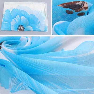 Moda feminina longo macio chiffon estampa floral xale envoltório roubou lenço de praia presente
