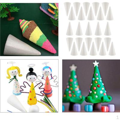 20Pcs 4'' Blank Polystyrene Cone Shapes Foam for Kids Modelling