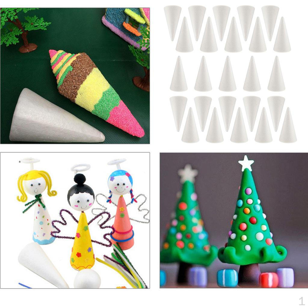 20Pcs 4'' Blank Polystyrene Cone Shapes Foam for Kids Modelling