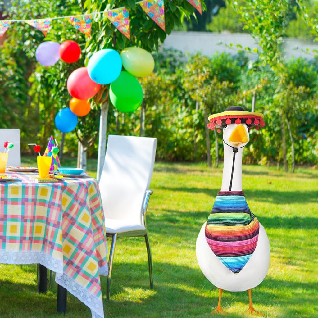 Mexican Set For 23in/1in Plastic Porch, Statue, Mexican Hat And Bandana Scarf For Garden Decoration,