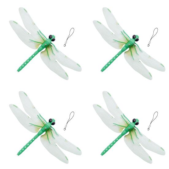 3D Simulation Dragonfly Outdoor Fake Dragonfly with Keychain Artificial Insect Model for Garden Yard Courtyard Patio Flower Beds
