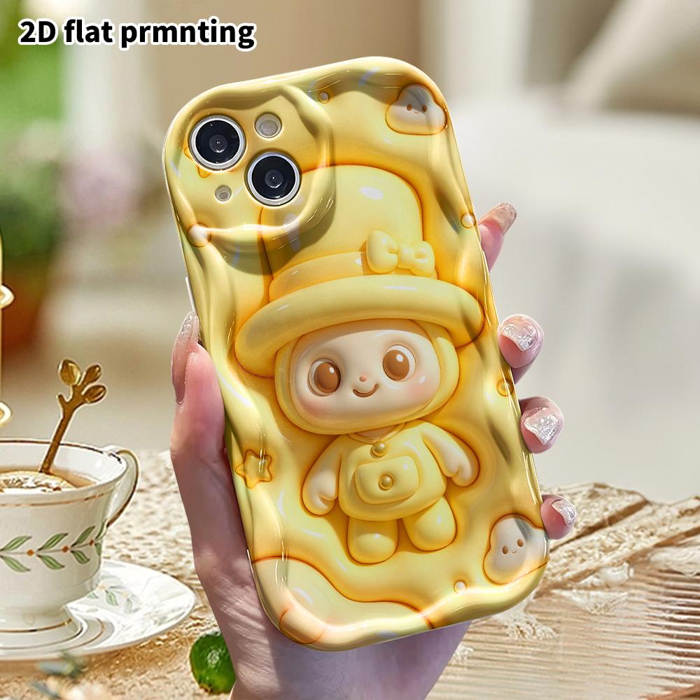 Phone Case: 2D flat design suitable for iPhone 18 17 16 15 14 13 Pro protective case, yellow top hat little elf, perfect Christmas and Halloween holid