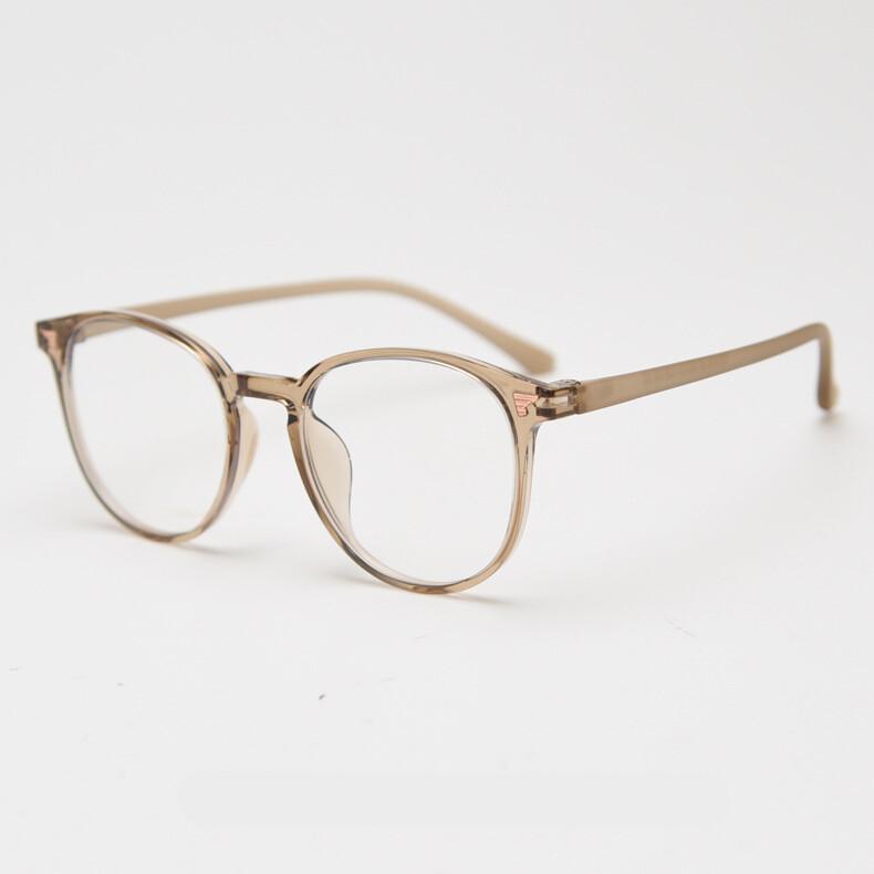 Brown Blue Light Glasses TR90 Ultralight Gradient Eyeglasses Transparent Big Round Reading Glasses For Women Men