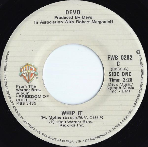 

7inch Record DEVO Whip It FWB0282 Warner Bros. Re 1980 Canada Dance Electronica Used