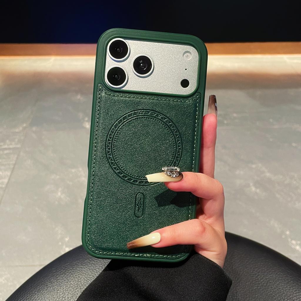 Vintage PU Leather For Magsafe Phone Case For iPhone 17 Air16 15 14 13 12 Pro Max 11 XR Soft Shockproof Bumper Business Cover