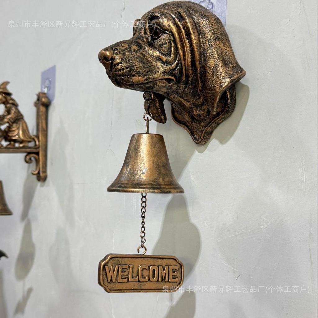 Door Chime Bell Dog-Shaped Welcome Doorbell Resin Animal-Themed Chime Wall Decoration for Entry Indoor Business Shop Gate Porch