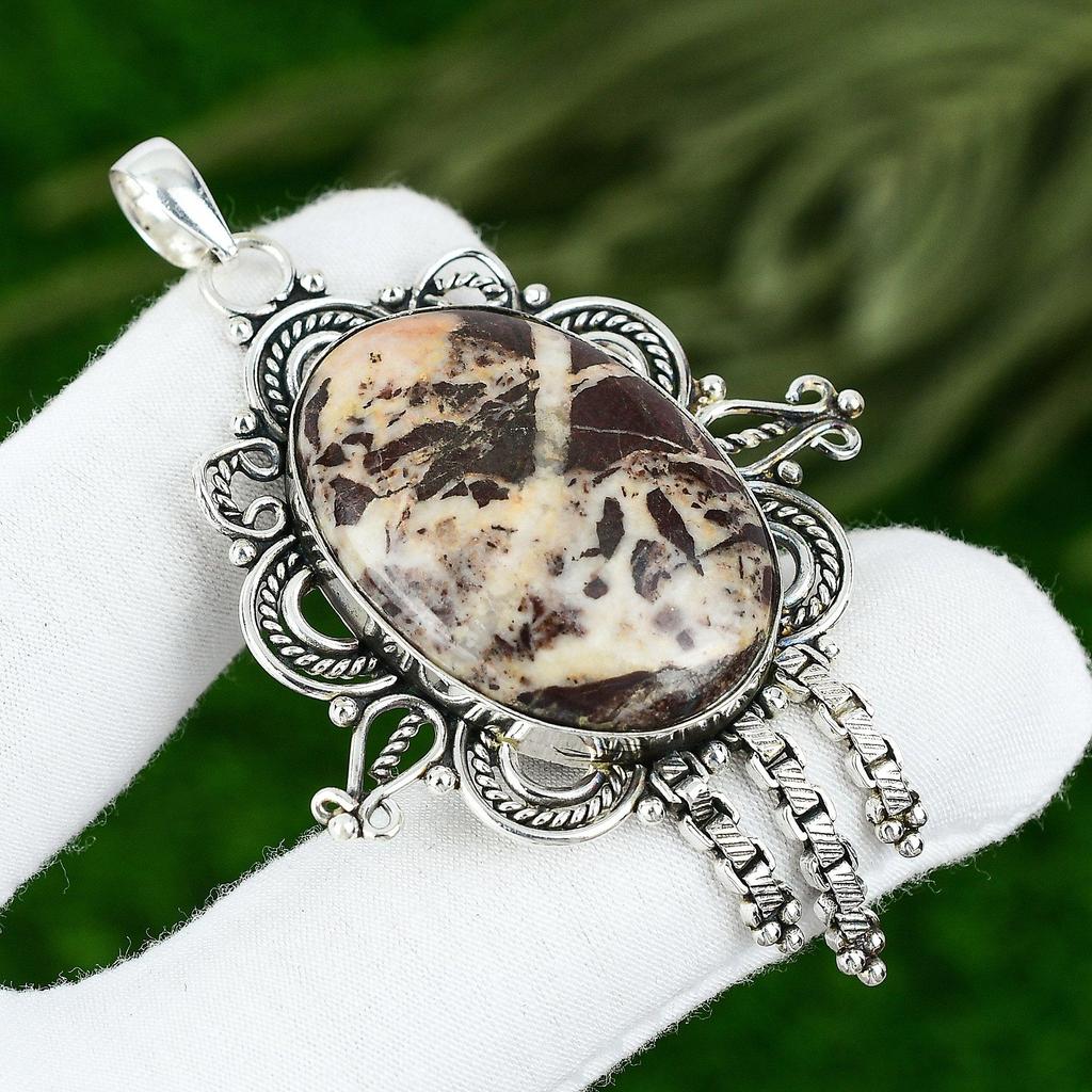 Mothers Day Sale Natural Coconut Jasper 925 Silver Engagement Wedding Pendant