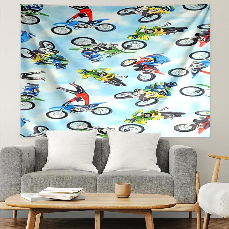 off-road-motorcycles Print Tapestry, Backdrop, Easy Setup, Ideal for Bedroom, Office & Living Room, with Aesthetic Wall Hanging Decor.
