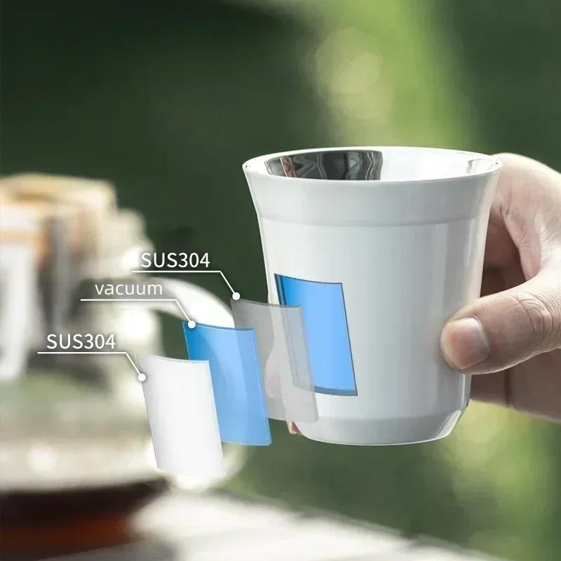 Outdoor Camping Espressotasse Verdickter 304 Edelstahl Doppelwandige Kaffeetasse Isolierung Teetasse Isolierung Kaffeetasse