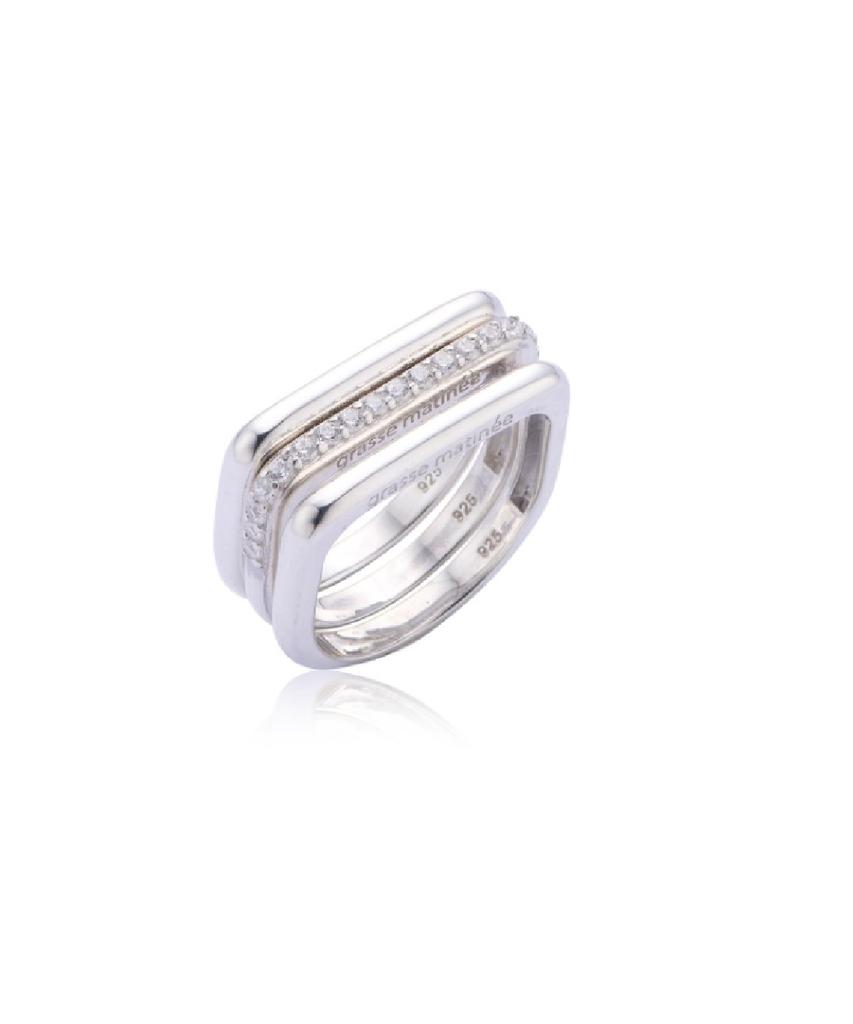 Grasse Matinee Triple Bar Set Ring Silver