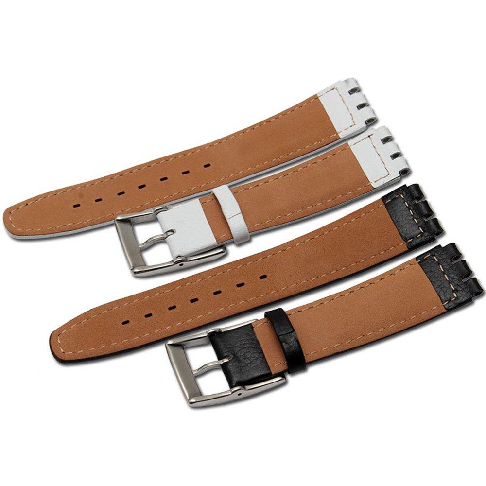 Часы Chocoman Swatch из натуральной кожи, водонепроницаемые, 3 пружинные шпильки и ремешок, ширина браслета 17 мм/19 мм, [Включает шпильки, инструмент для снятия, коробку]