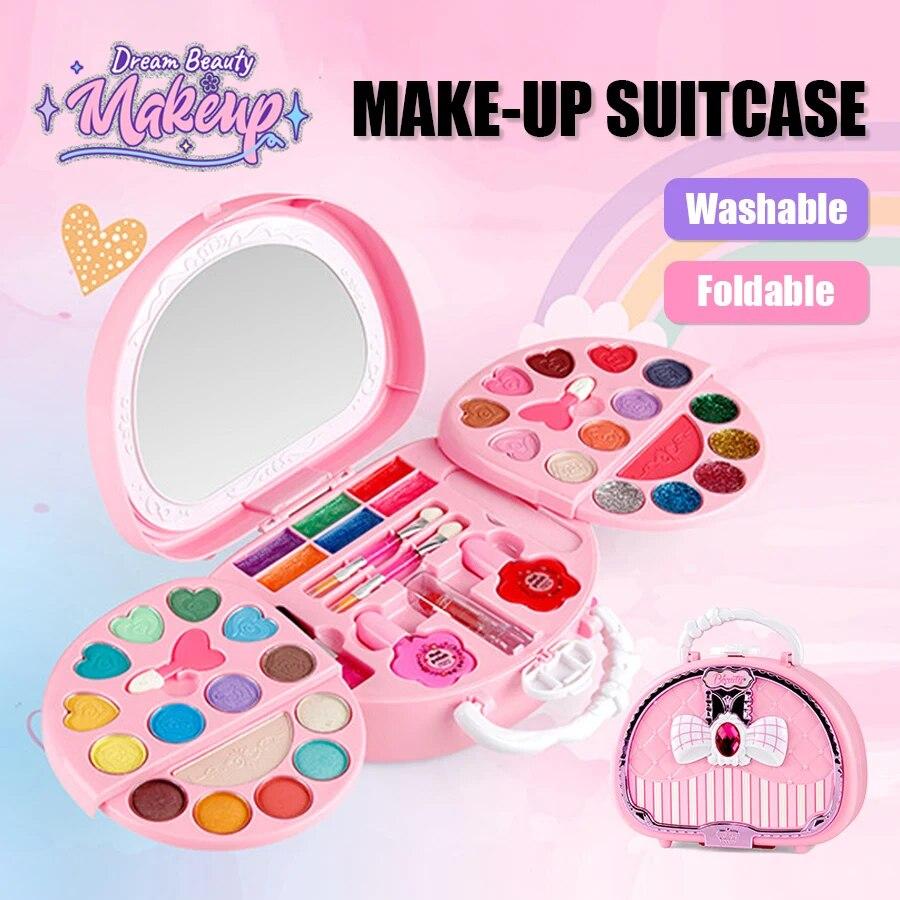 

Toys Toys Beauty Makeup Kit Little Bag Washable Pretend Play Cosmetic Set with Mirror Non-Toxic Safe Birthday Gifts Girl Kids