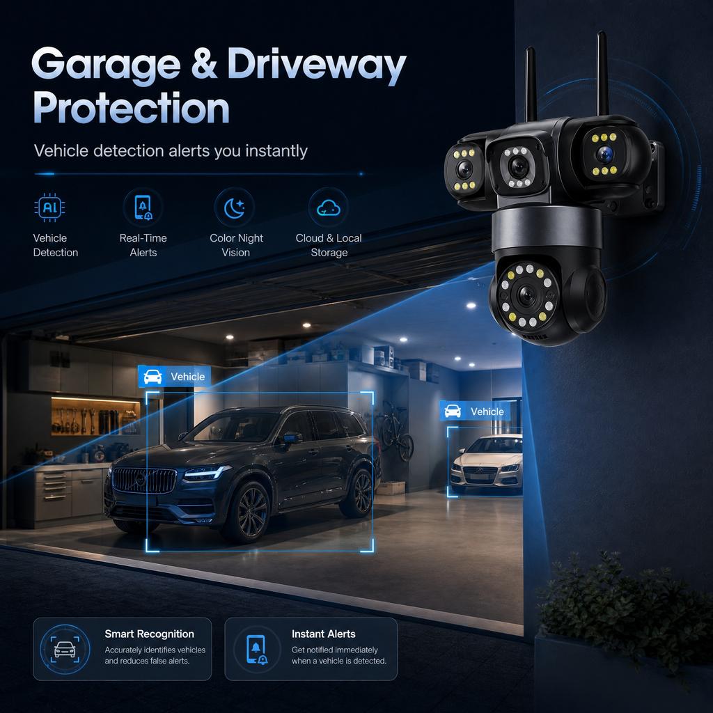 YOOSEE Ai APP Camera Outdoor Waterproof HD 6MP WIFI IP CCTV Night Vision Two-Way Intercom Smart Camera PIR Mobile Tracking Three Lens Camera