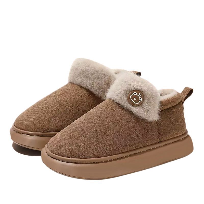 Winter 2025 new high-top cotton slippers bag heel indoor home fluffy plush thick-soled warm cotton shoes