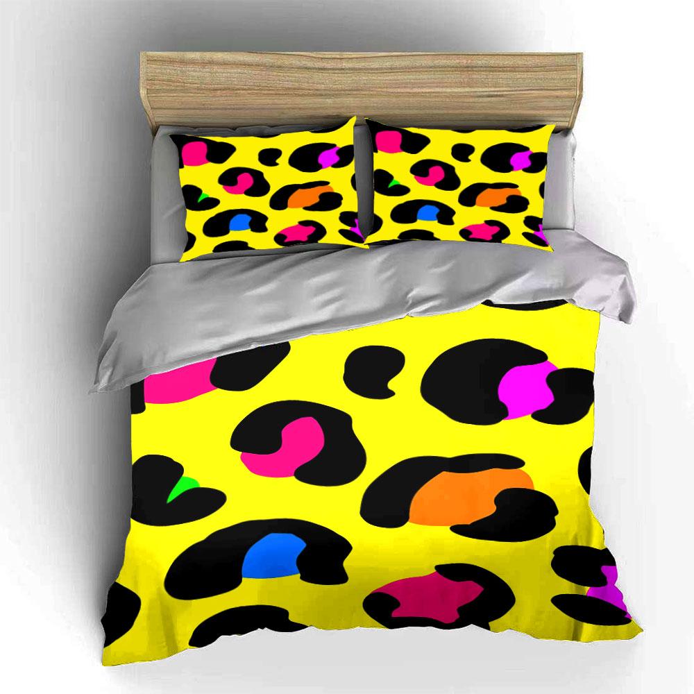 Colorful Leopard Print Bedding Bedding Duvet Cover Set Duvet Cover Pillowcases (1 * Duvet Cover 2 * Pillowcases, without duvet insert)