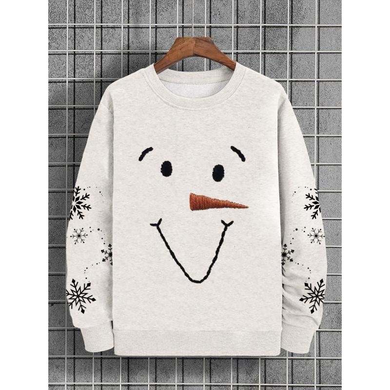 Christmas Sweatshirt For Men Pullover Shirt Reindeer Graphic Long-Sleeved Printed T-Shirt Casual Loose Hoodie Men's Clothing Top
