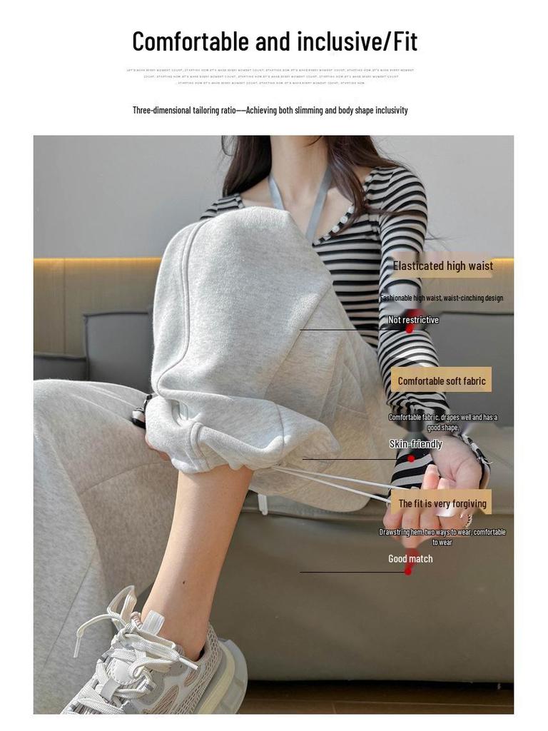 Spring 2026 High-Waisted Wide-Leg Pants - Slimming Loose Straight Casual Two-Wear Floor-Length for Women