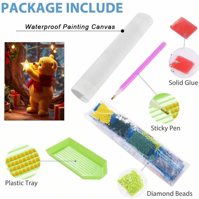 Disney Diamond Art Painting Kit, suitable for adults and beginners, Winnie the Pooh star glitter painting craft, home wall decoration, handmade gift
