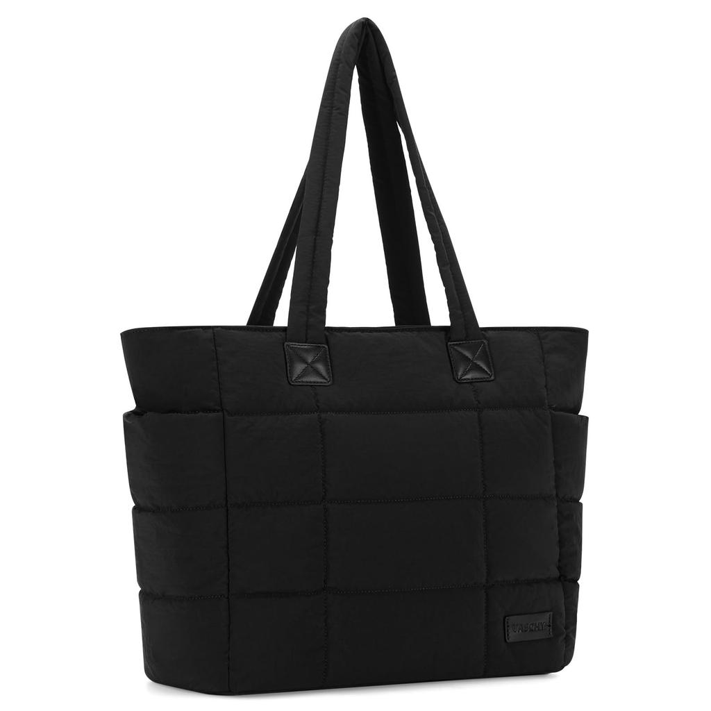 VASCHY Leichte Tragetasche für große Kapazität, Business-Tasche für Umhängetasche mit Laptopfach und Perfekt für und Schwarze Frauen, Männer, Reißverschluss,