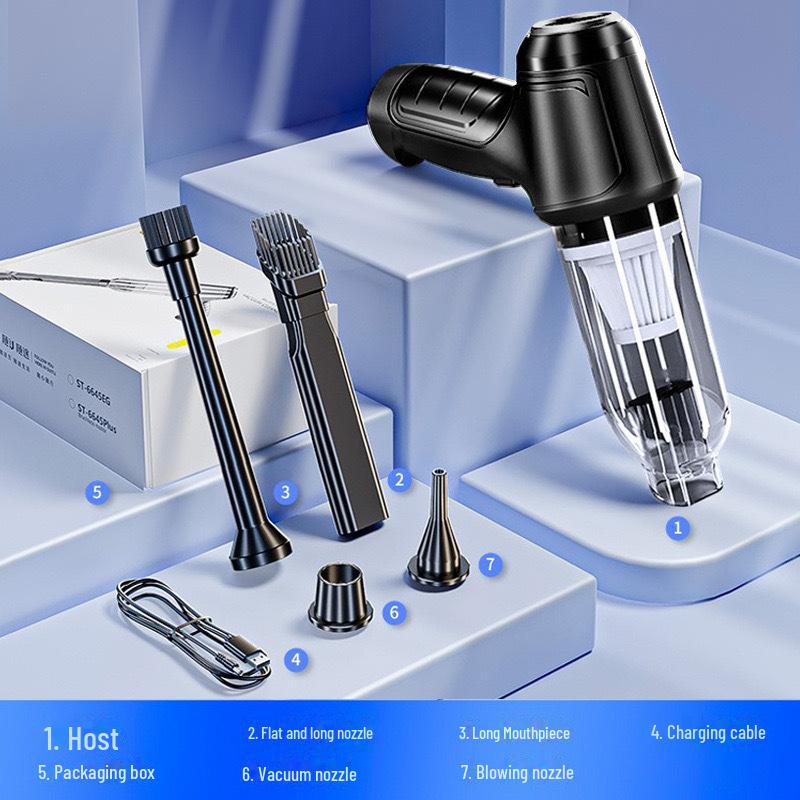 High-Power Handheld Vacuum Cleaner for Car and Home, Two-Speed Suction, Multi-Function: Suction, Blowing, and Extraction